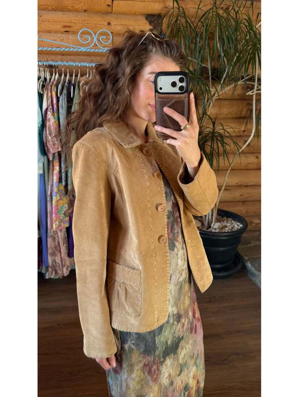 Camel Suede Whipstitch Jacket